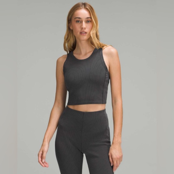 Lululemon Ribbed Softstreme Cropped Tank Top in Black - Picture 1 of 6